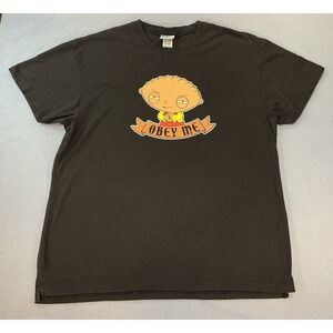 Family Guy Stewie Griffin T Shirt Large Obey Me 2007 TV Show Black